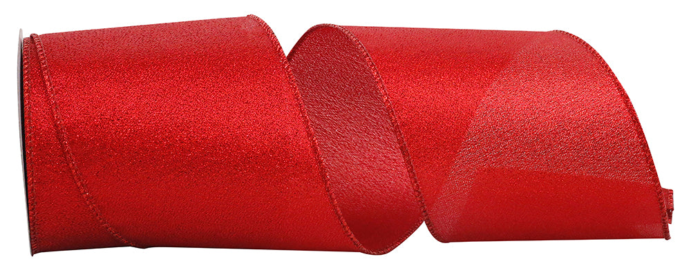 Red Sparkle Metallic Wired Edge Ribbon 4 Inch for Bows