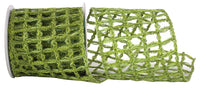 Green 4 Inch Wired Edge Jute Ribbon for Wreaths and Bows