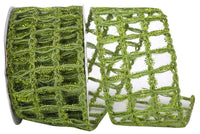 Green 2-1/2 Inch Jute Box Sparkle Wired Edge Ribbon