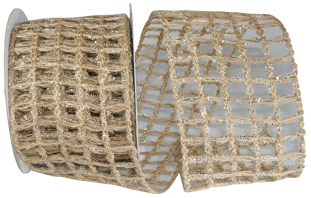 Wired Edge Ribbon Natural Gold 4 Inch Jute for Bows