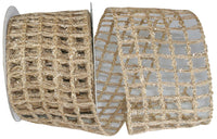 Wired Edge Ribbon Natural Gold 4 Inch Jute for Bows