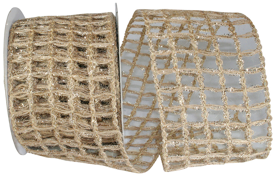 Wired Edge Ribbon Natural Gold 4 Inch Jute for Bows