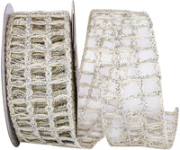 Ivory Silver 2-1/2 Inch Jute Box Sparkle Ribbon