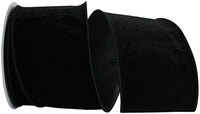 Black 4 Inch Plush Velvet With Dupioni Backing Wired Edge Ribbon for Wreaths & Bows