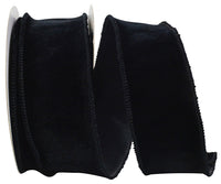 Black 2-1 2 Inch Plush Velvet With Dupioni Backing Wired Edge Ribbon for Wreaths & Bows