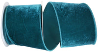 Teal 4 Inch Plush Velvet Wired Edge Ribbon for Wreaths