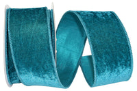 Teal Plush Velvet Wired Edge Ribbon 2-1/2 Inch for Bows