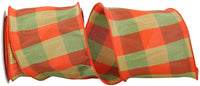 Tonal Plaid Dupioni Ribbon Orange Green 4 Inch for Bows