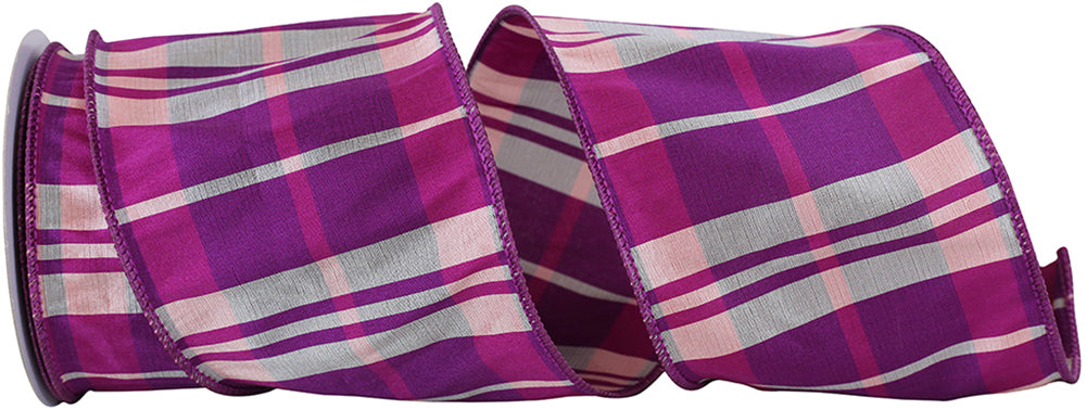 Plaid Elegance Purple 4 Inch Wired Edge Ribbon