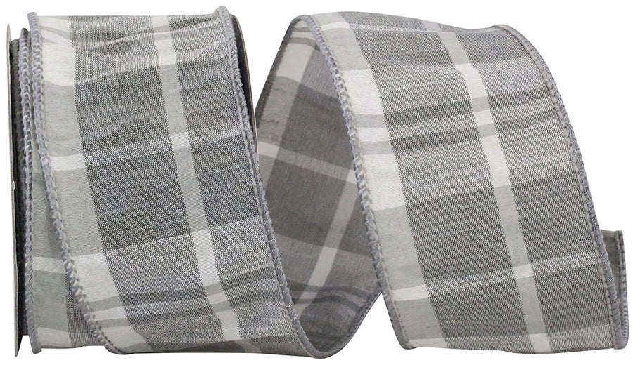 Grey 2-1/2 Inch Dupioni Wired Edge Ribbon for Bows