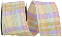 Plaid Sand Elegance Dupioni Wired Edge Ribbon 2-1/2 Inch