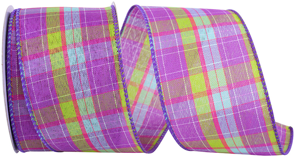 Purple Wired Edge Ribbon 2-1/2 Inch for Wreaths and Bows