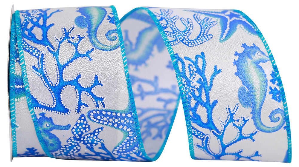 Turquoise Wired Edge Ribbon 2-1/2 Inch for Wreaths and Bows