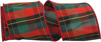 Plaid Wired Edge Ribbon Multi 4 Inch for Wreaths and Bows