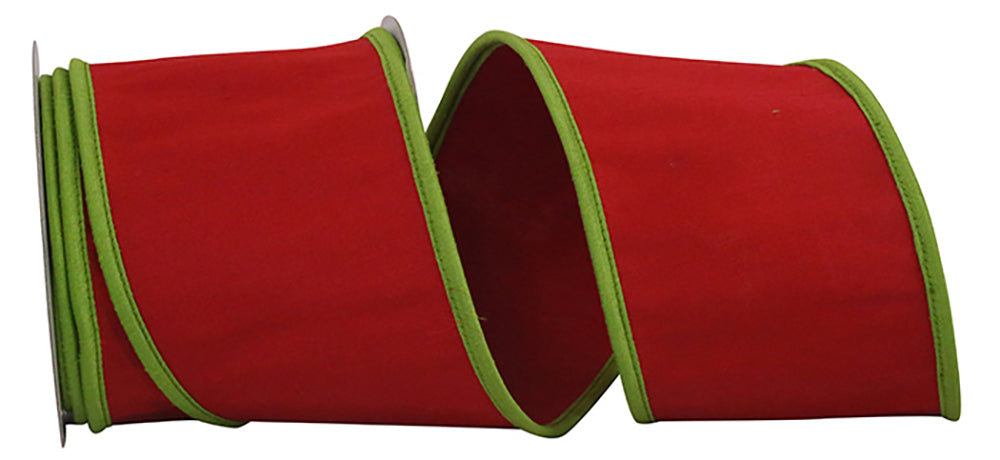 Red Lime 4 Inch Heavy Wired Edge Dupioni Ribbon