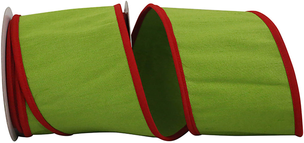 Dupioni Wired Edge Ribbon Lime Red 4 Inch for Bows Wreaths