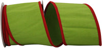 Dupioni Wired Edge Ribbon Lime Red 4 Inch for Bows Wreaths