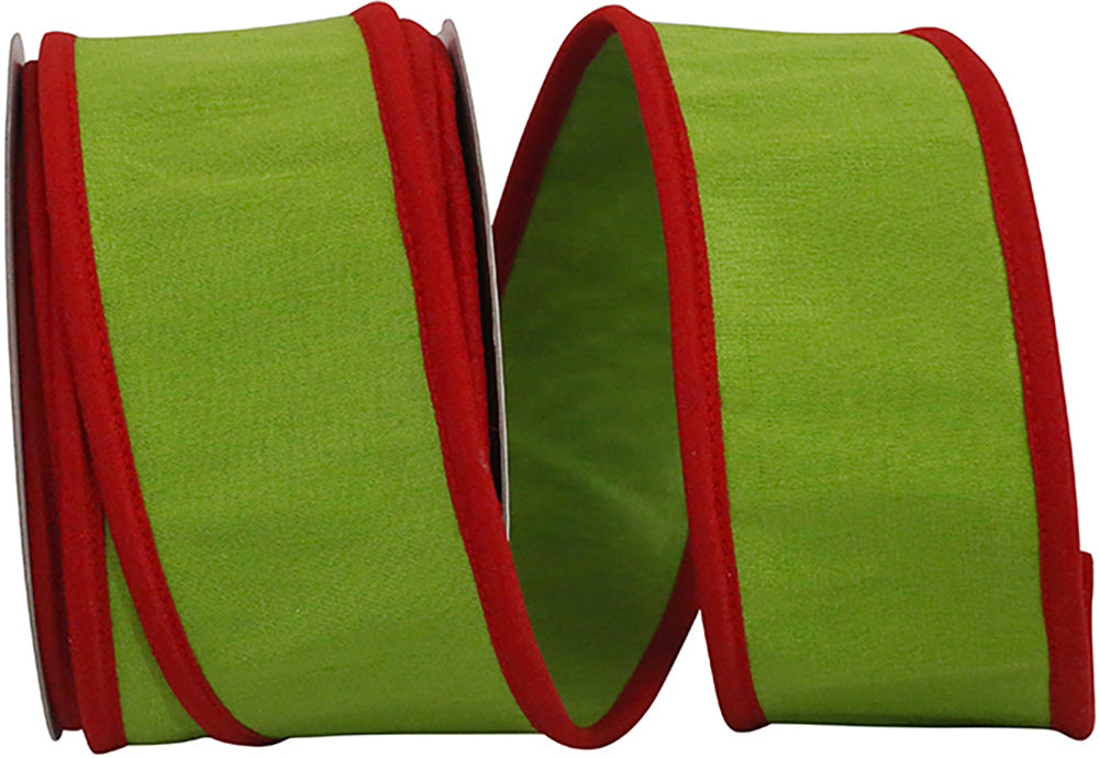 Dupioni Wired Edge Ribbon Lime Red 2-1/2 Inch 10 Yards