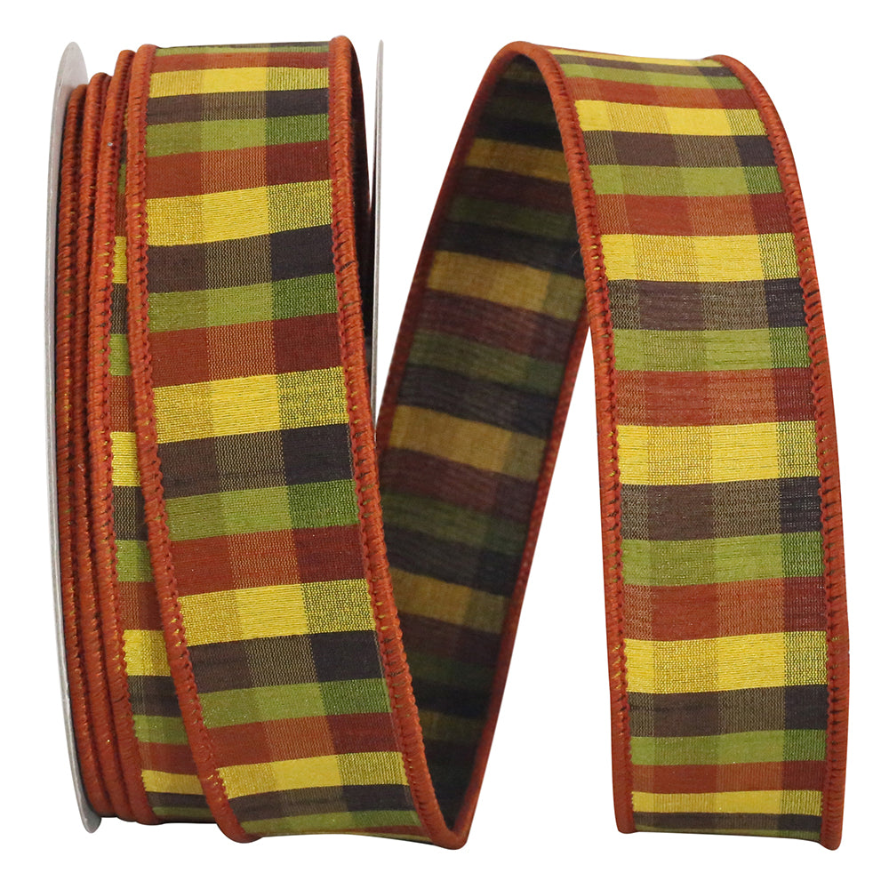 Plaid Dupioni Ribbon 1-1/2 Inch Multi for Wreaths and Bows