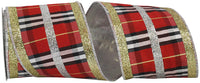 Nutcracker Plaid Dupione Ribbon 4 Inch Multi 5 Yards