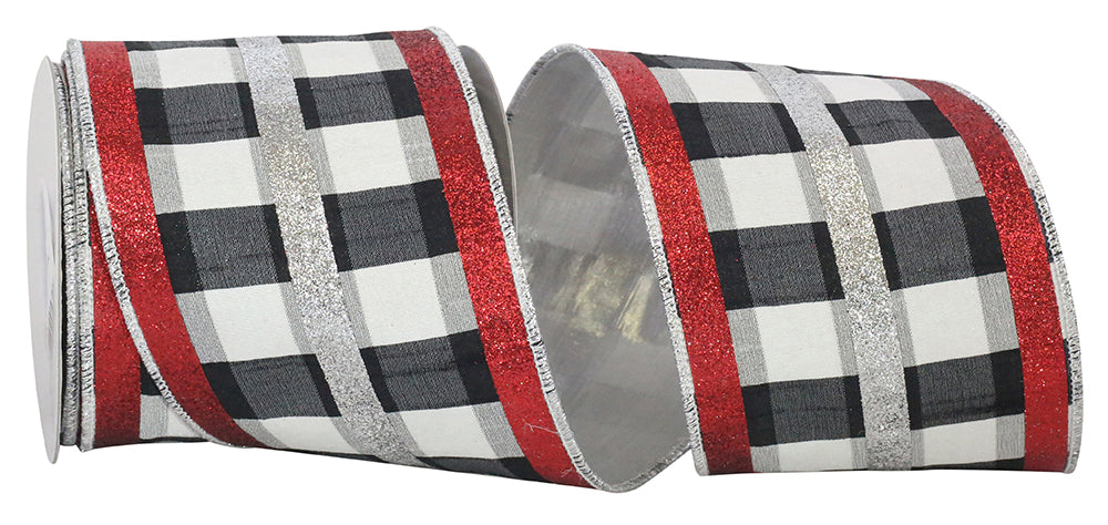 Multi Gingham Check Wired Edge Ribbon 4 Inch for Bows