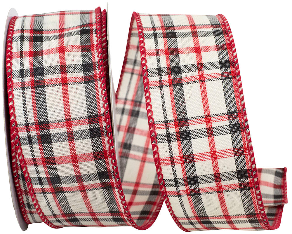 Multi Athens Lauren Plaid Wired Edge Ribbon 1-1/2 Inch