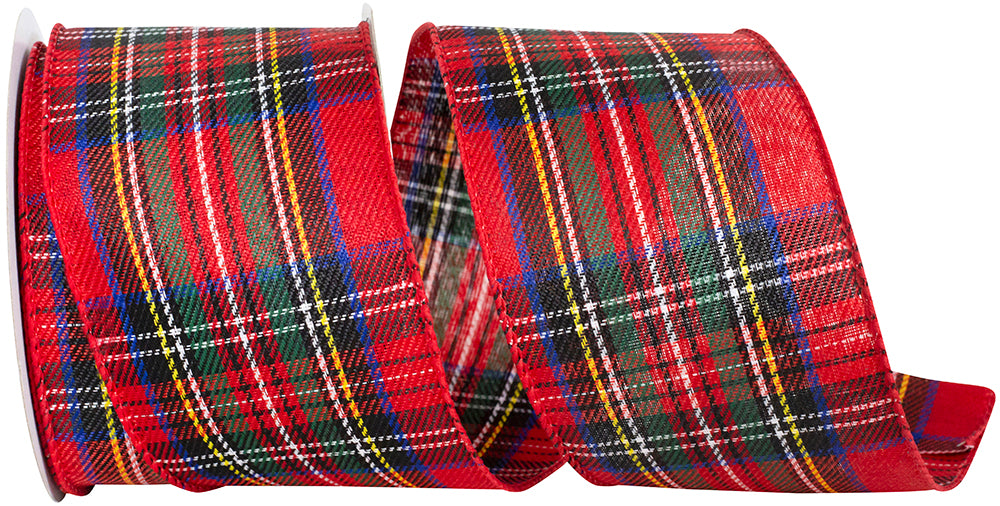 Multi Plaid Twill Wired Edge Ribbon 2-1/2 Inch for Bows