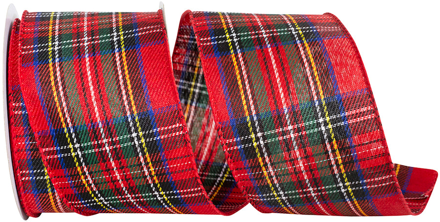 Multi Plaid Twill Wired Edge Ribbon 2-1/2 Inch for Bows