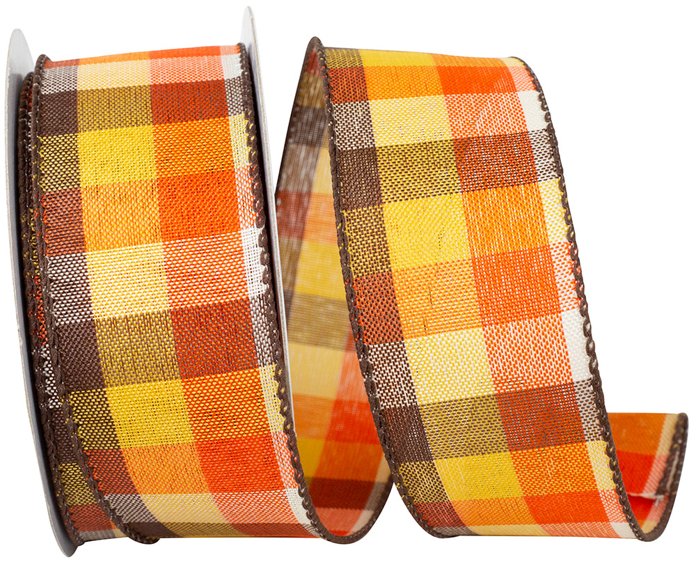 Multi Tonal Plaid Wired Edge Ribbon 1-1/2 Inch 10 Yards