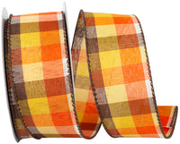 Multi Tonal Plaid Wired Edge Ribbon 1-1/2 Inch 10Yds