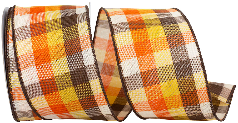 Multi Tonal Plaid Wired Edge Ribbon 2-1/2 Inch 10Yds