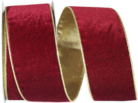 Burgundy Plush Velvet Wired Edge Ribbon 2-1/2 Inch 10Yds