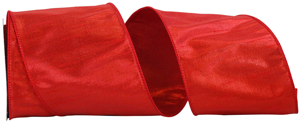 Red Metallic Shine Dupioni Wired Edge Ribbon 4 Inch