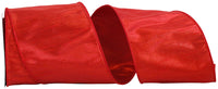 Red Metallic Shine Dupioni Wired Edge Ribbon 4 Inch