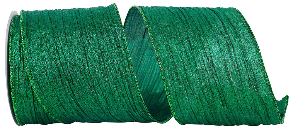 Emerald Metallic Shine Glimmer Wired Edge Ribbon 4 Inch