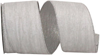 Glitter Velvet Crushed Metallic Wired Edge Ribbon White Silver 2-1/2 Inch