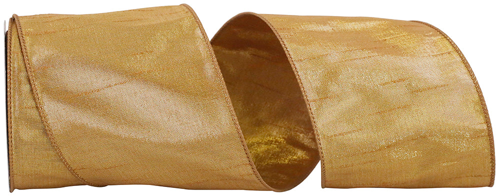 Dupioni Metallic Shine Wired Edge Ribbon 4 Inch Old