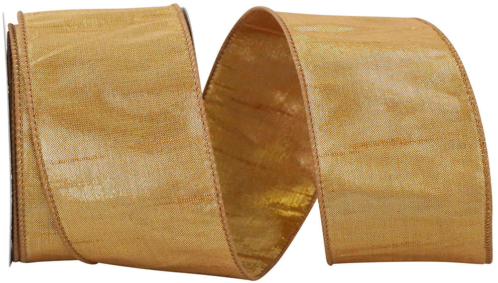 Dupioni Metallic Shine Wired Edge Ribbon 2-1/2 Inch Old