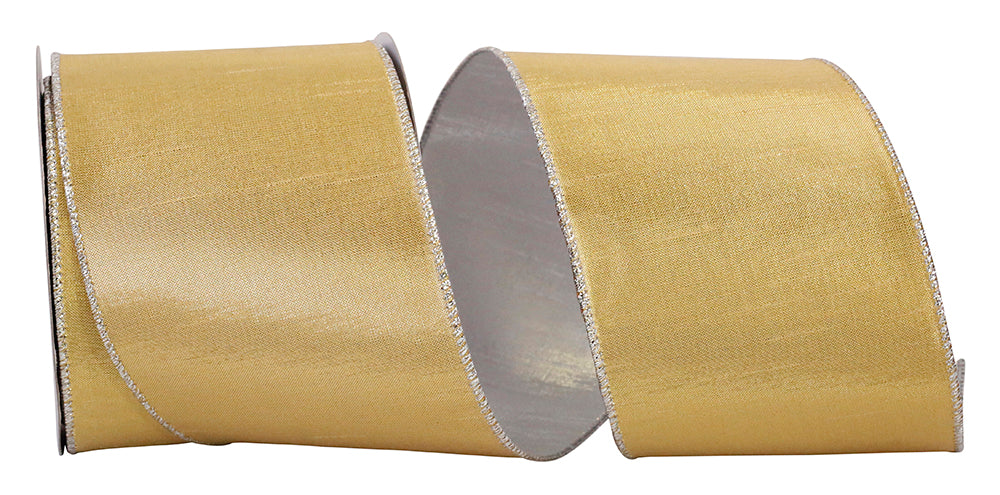 Dupioni Metallic Shine Ribbon 4 Inch Gold Silver 10 Yards