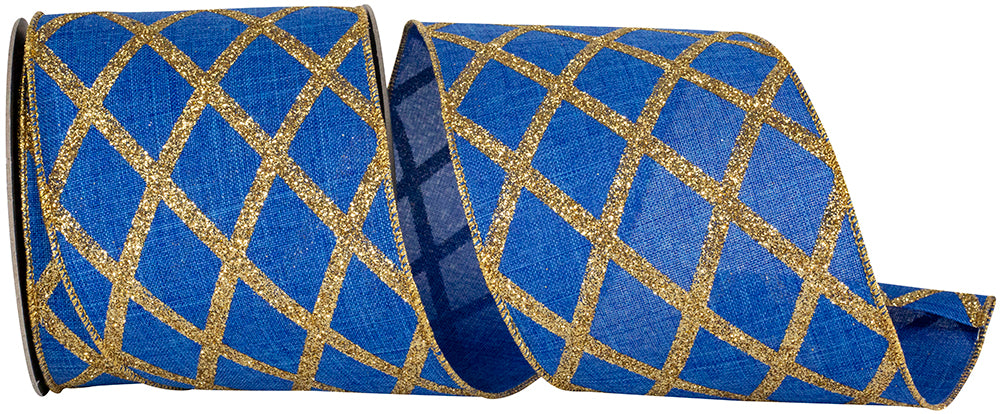 Royal Glitter Linen Wired Edge Ribbon 4 Inch for Wreaths