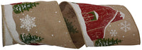 Natural 5 Inch Barnhouse Snowflakes Linen Vintage Wired Edge Ribbon for Wreaths & Bows