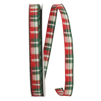 Plaid Red Green 3/8 Inch Sparkle Ribbon for Wreaths