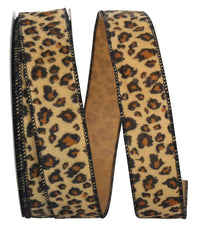 Multi 1-1 2 Inch Cheetah - Jaguar Plush Furry Wired Edge Ribbon for Wreaths & Bows