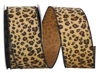 Multi 2-1 2 Inch Cheetah - Jaguar Plush Furry Wired Edge Ribbon for Wreaths & Bows