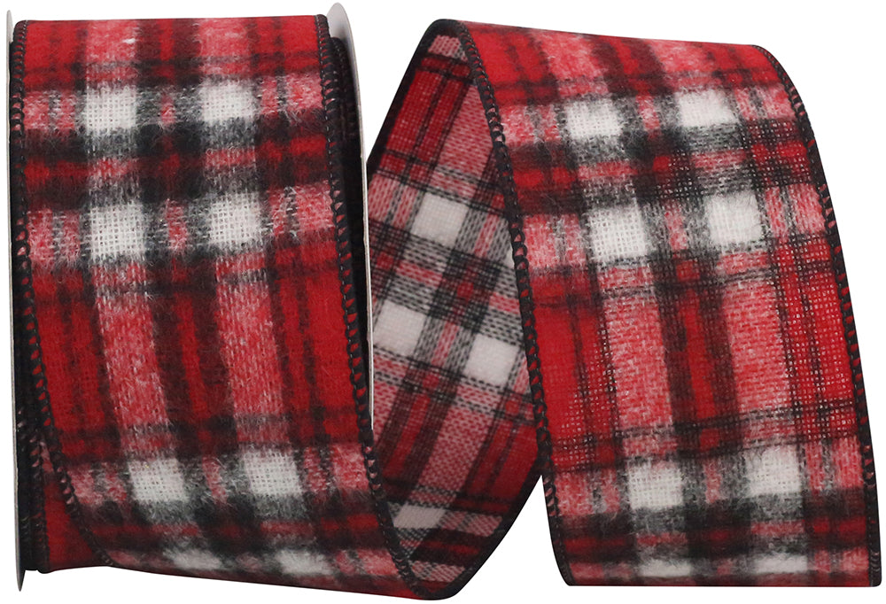Cozy Country Lauren Plaid Fannel Ribbon Red Black 2-1/2 Inch