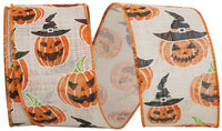 Jack-O-Lantern Orange Wired Edge Ribbon 2-1/2 Inch