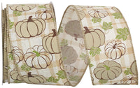 Pumpkin Plaid Twill Wired Edge Ribbon 2-1/2 Inch