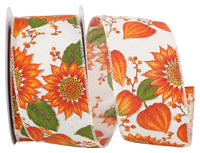 Multi 2-1 2 Inch Pumpkin Harvest Outlines Sparkle Wired Edge Ribbon for Wreaths & Bows