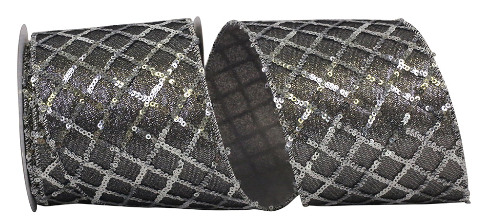Silver 4 Inch Deluxe Wired Edge Sequin Ribbon