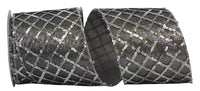 Silver 4 Inch Deluxe Wired Edge Sequin Ribbon